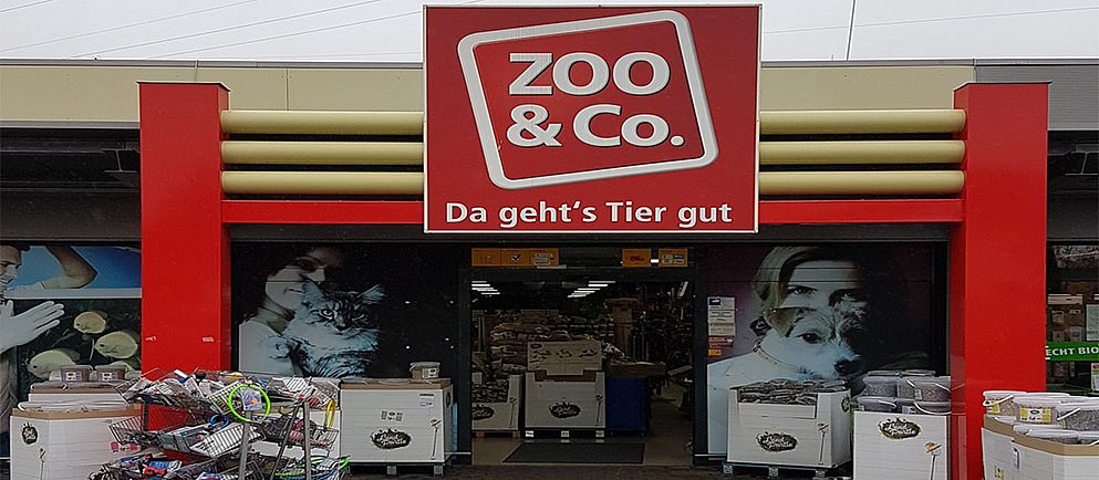 Außendarstellung des ZOO & Co. Tierfachhandels in Karlsbad